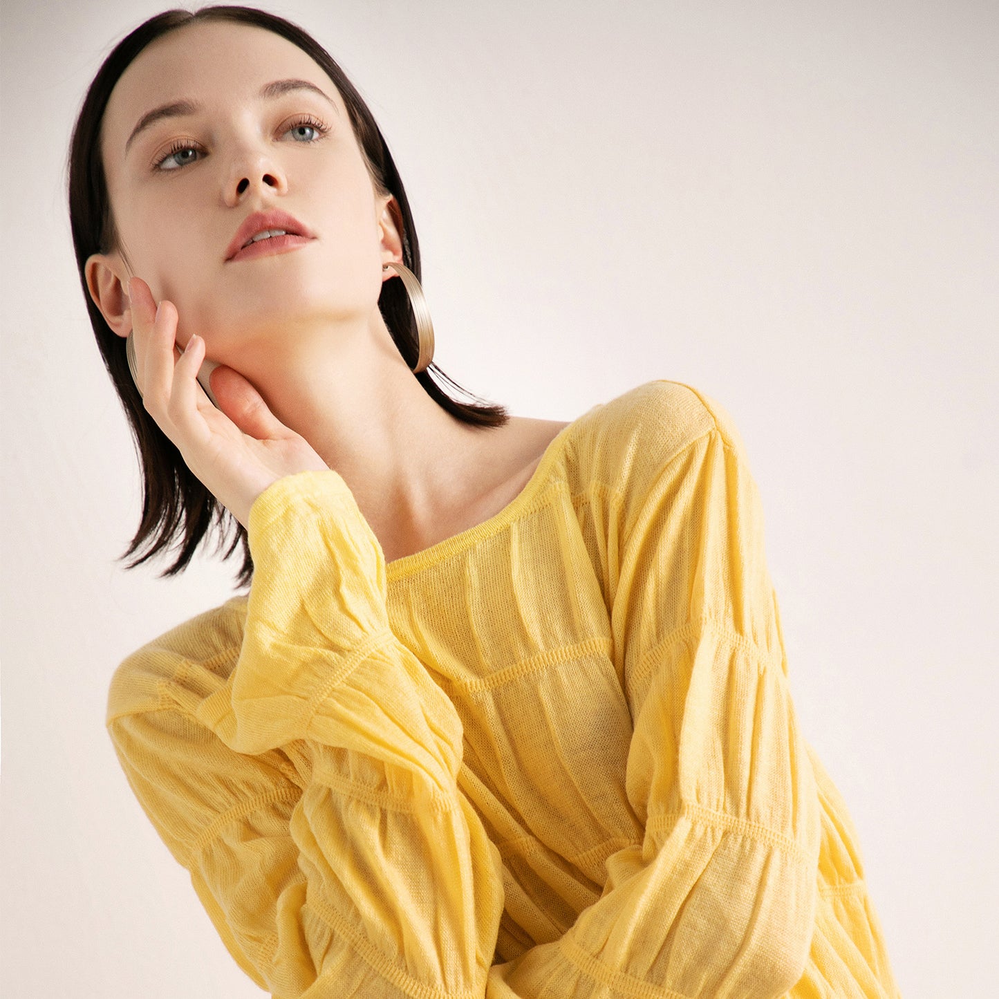 Spring Autumn crew-neck knitwear solid color lazy style long sleeve pullover knitted sweater