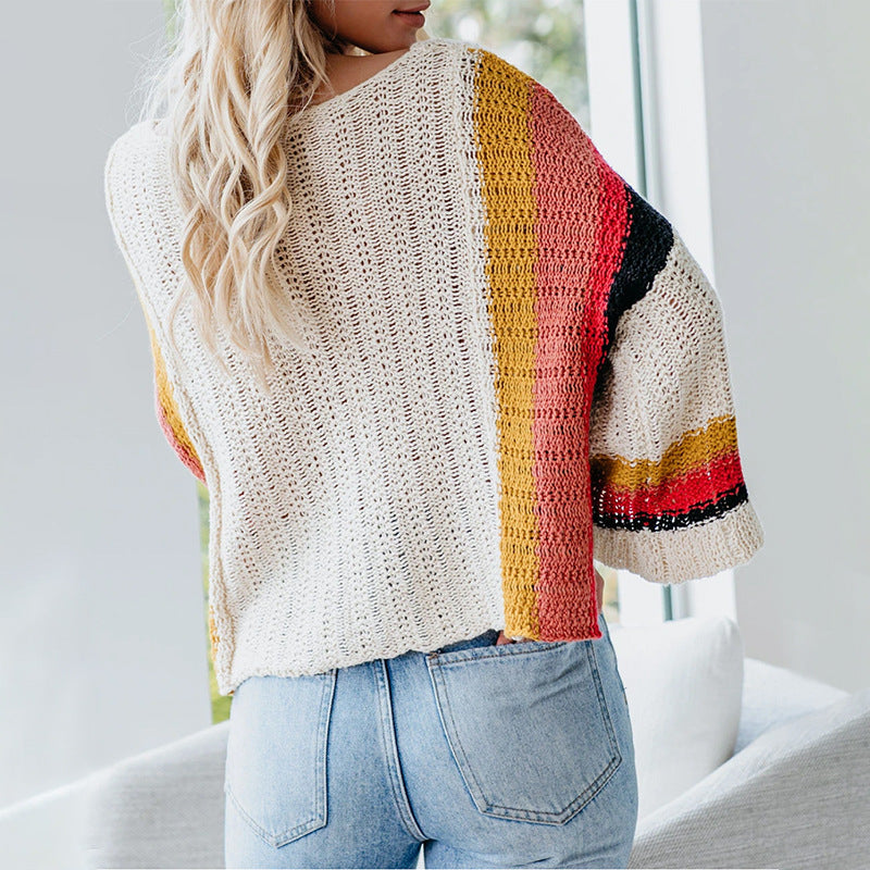 spring summer women’s knitwear off shoulder collar bat sleeve sweaters hollow out pullover jumpers