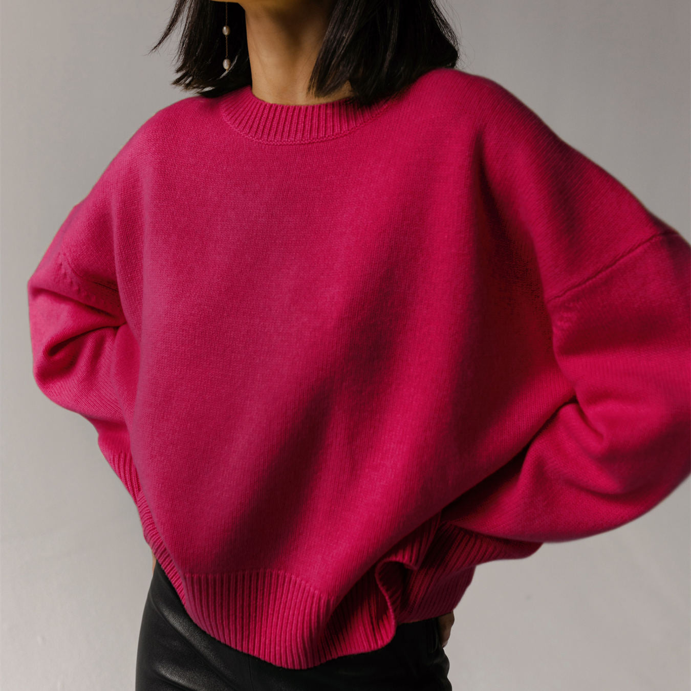new design women loose long sleeve solid color knitwear macaron COLOR pullover o-neck casual sweaters