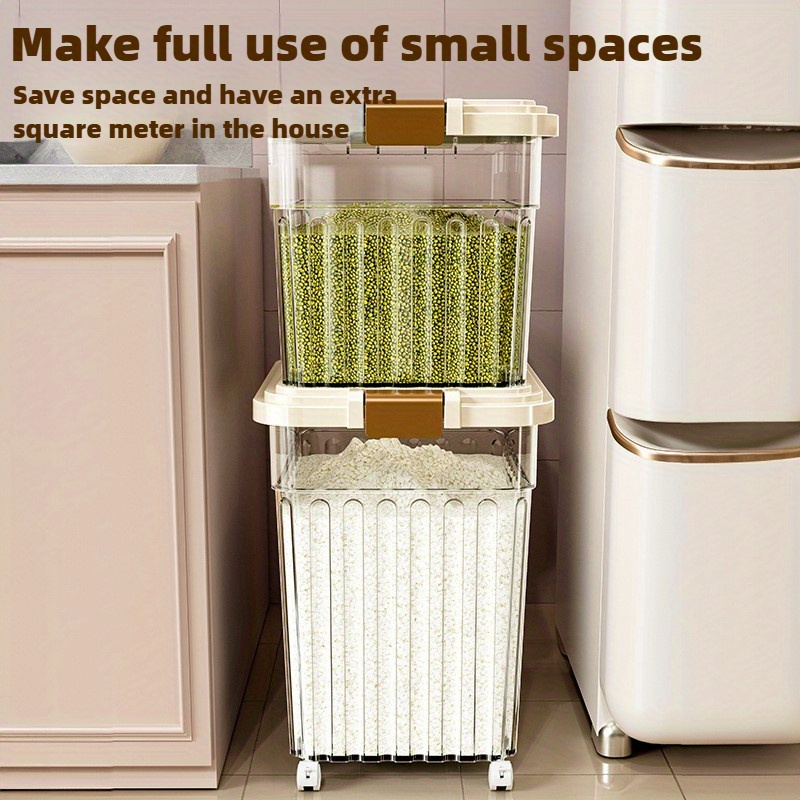 Sealed rice container – available in various capacities (11/22/33 lbs), moisture-proof food storage container.