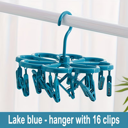 360-degree rotating stocking bra clothes rack with 16 clips