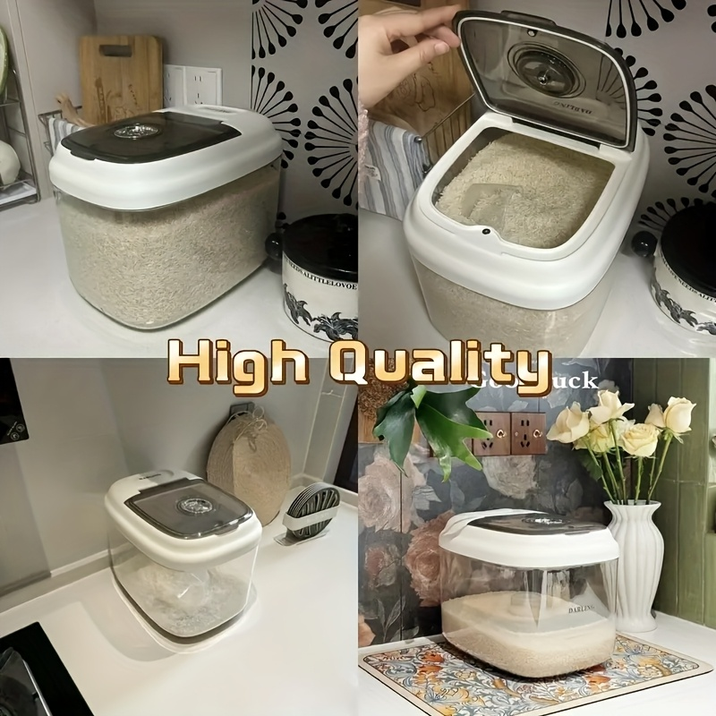 Large-capacity plastic rice container—a great helper for kitchen storage.