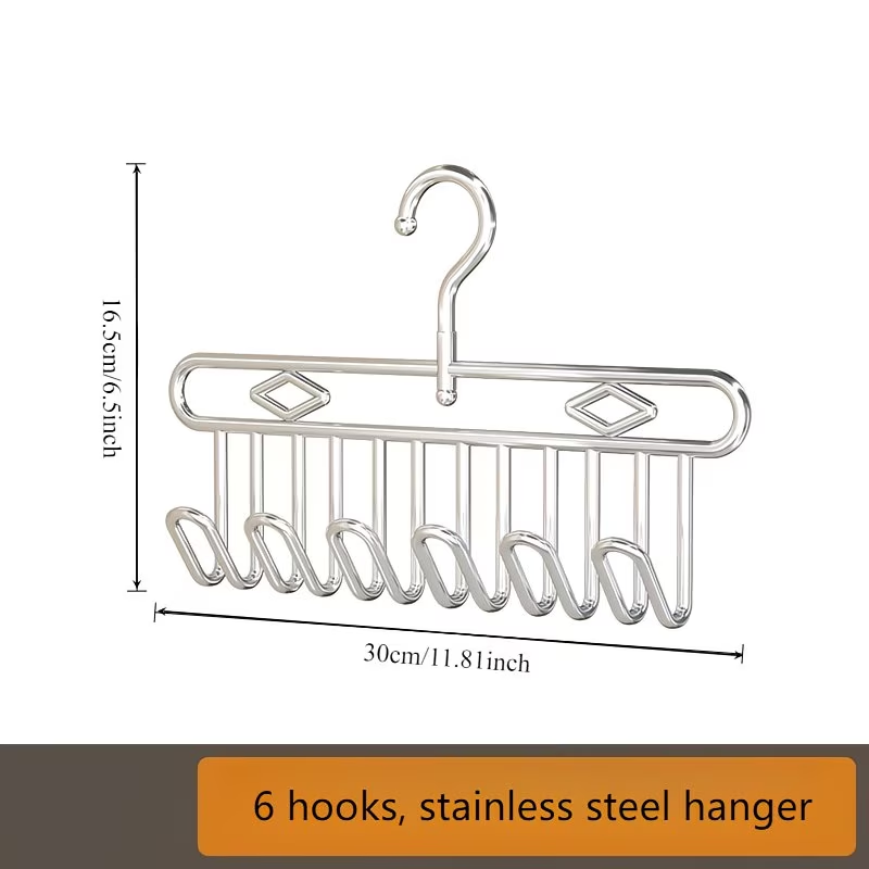 This stainless steel clothes hanger can be used as a space-saving storage rack.