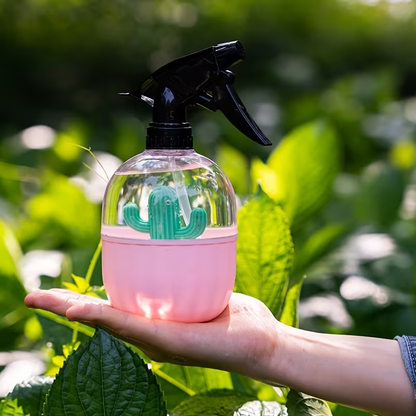 A handheld garden spray bottle for watering plants.