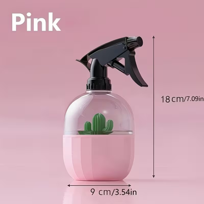 A handheld garden spray bottle for watering plants.
