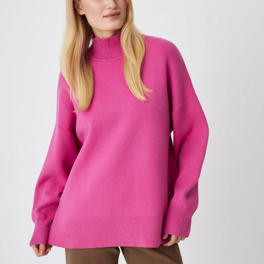 Hot selling pullover oversize women elegant knitwear solid color temperament half turtleneck sweaters