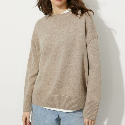 Hign Quality High-End Fashion Style Knitwear pure color Low Moq O-Neck temperamental Pullover Sweater Women