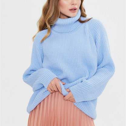 women turtleneck cozy fluffy knitwear casual long sleeve loose warm plush thicken sweaters