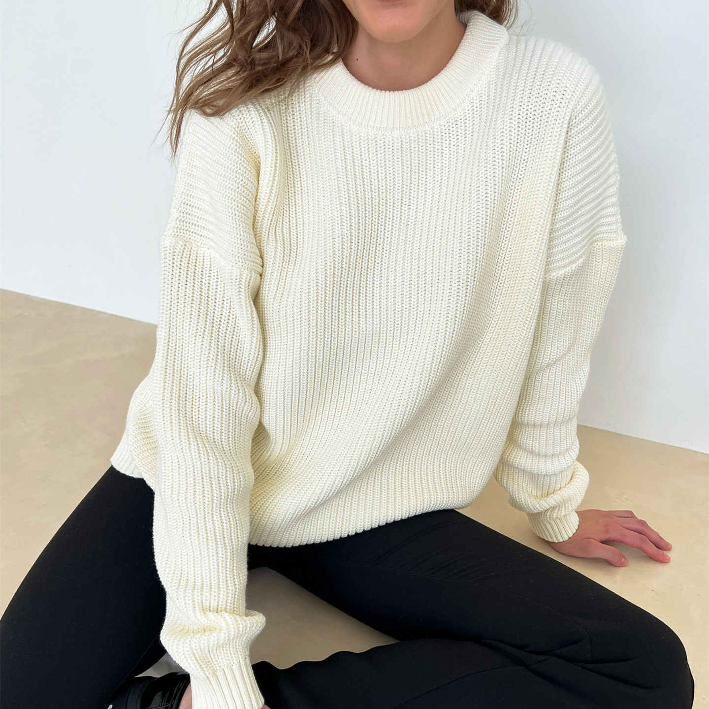 Women’s knitwear o-neck loose solid color fall winter oversize pullover elegant sweaters