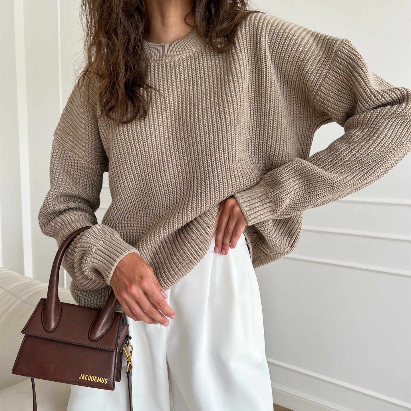 Women’s knitwear o-neck loose solid color fall winter oversize pullover elegant sweaters