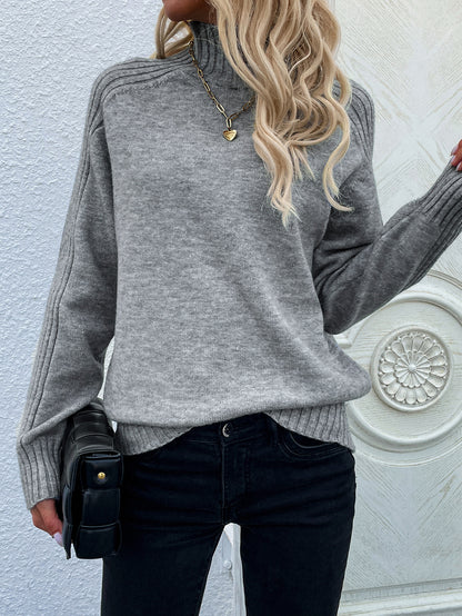 Autumn Winter solid color cable sweater casual pullover loose women’s solid color turtleneck jumpers