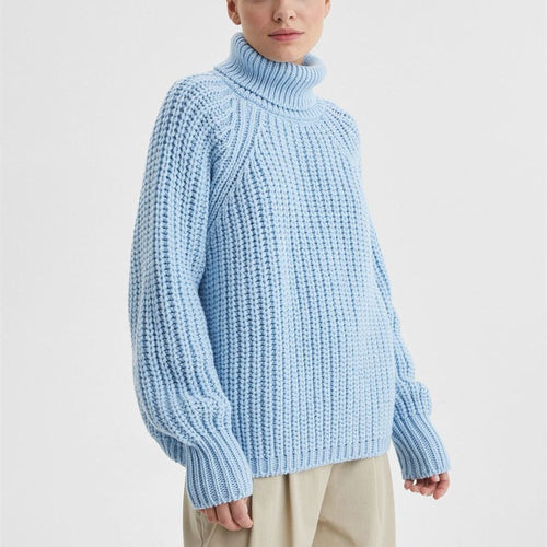 High quality turtleneck knitwear Long Sleeve pure color Knitted oversize thick elegant sweater women
