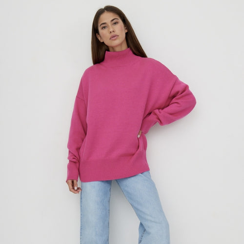 fall winter half turtleneck pure color jumpers mujer casual pullover oversize elegant women knitted sweaters
