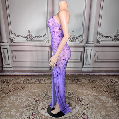ZD Luxury Romantic Prom Gowns Women Black Purple Floor-Length Sleeveless Backless Bodycon Dress Natural Breathable Anti-Wrinkle
