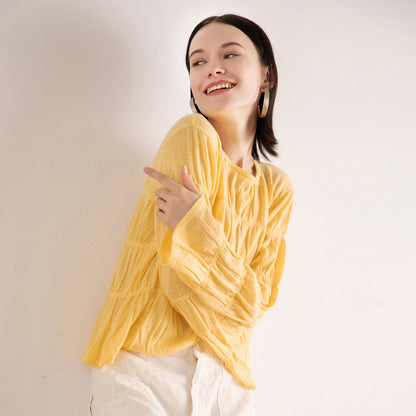 Spring Autumn crew-neck knitwear solid color lazy style long sleeve pullover knitted sweater