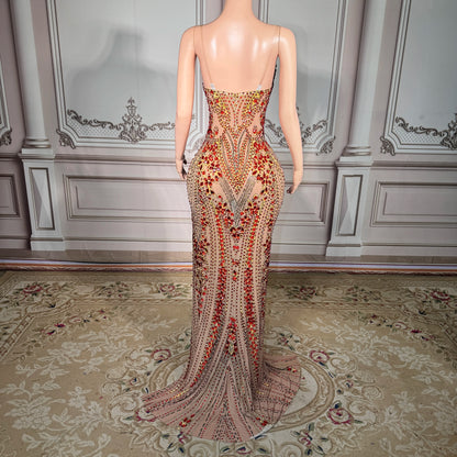 ZD Trending Products 2026 Shining Rhinestones Long Gown Evening Dress Elegant Sexy Strapless Women Graduation Dress