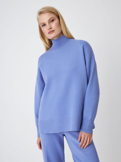 Hot selling pullover oversize women elegant knitwear solid color temperament half turtleneck sweaters