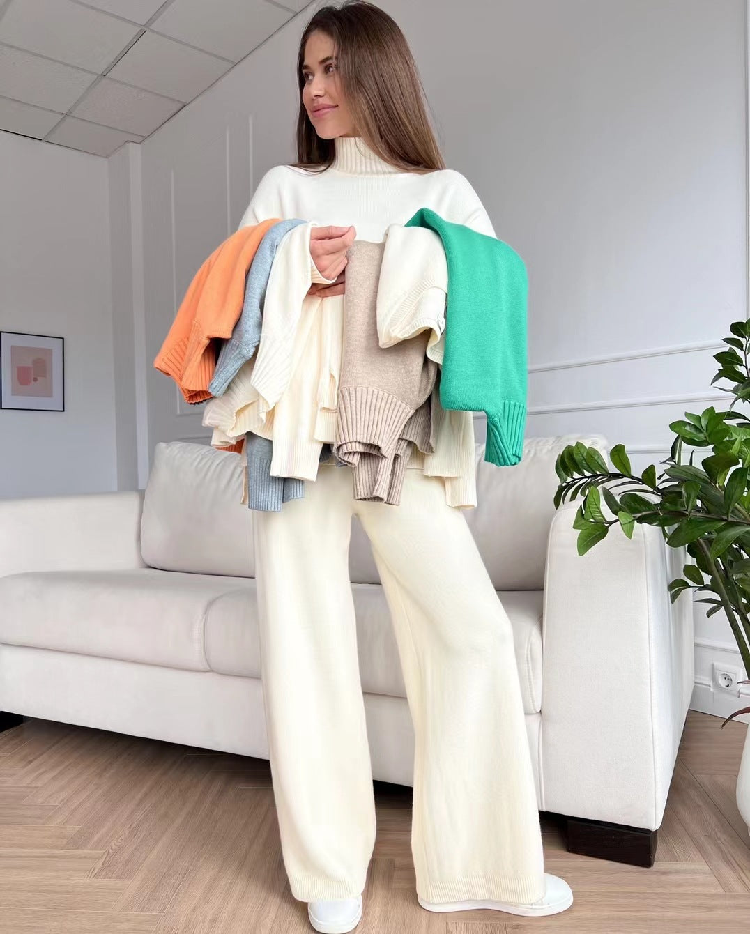 pure color sweaters designer two piece set women two piece set women clothing knitwear loungewear set