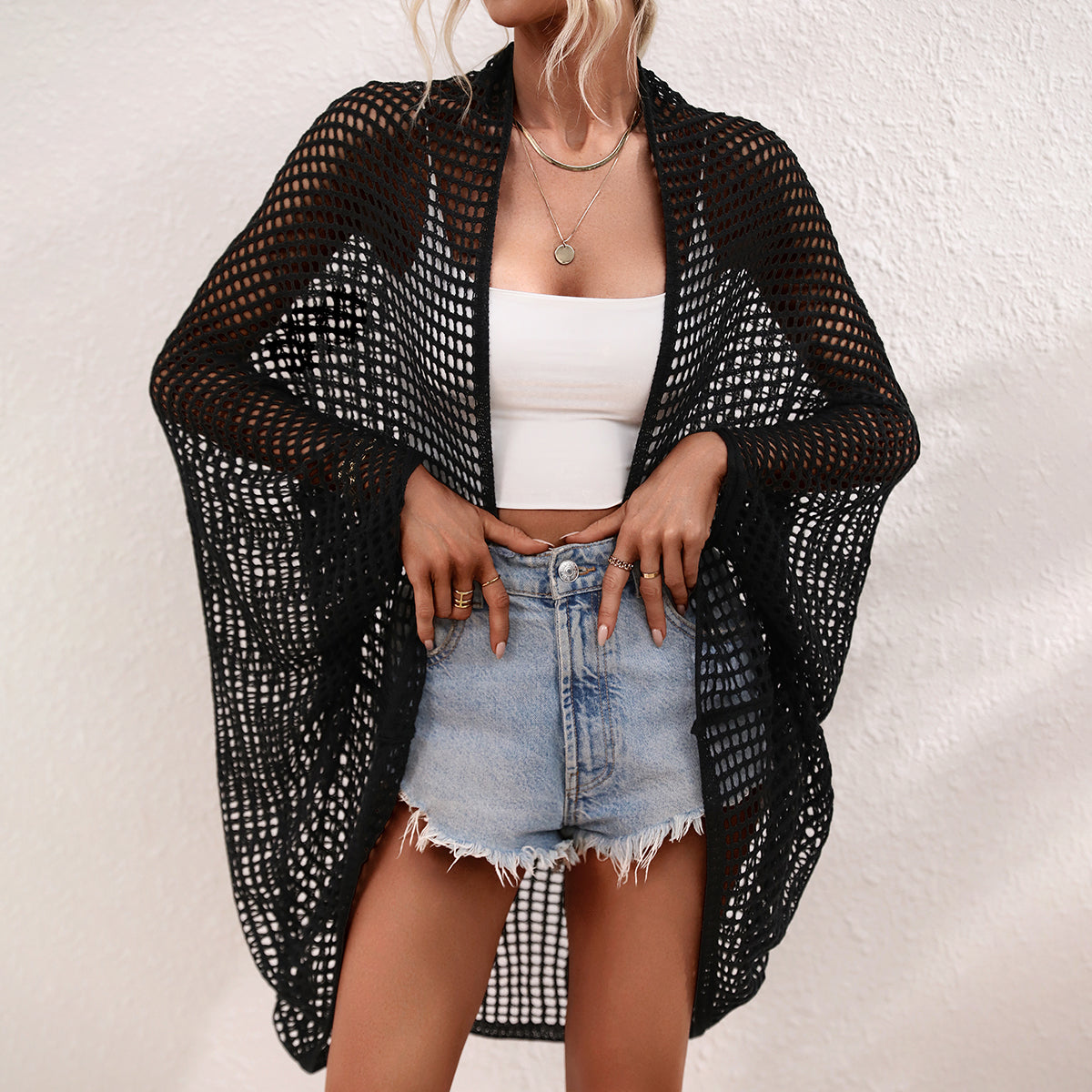 Women clothing summer sexy hollow out beach wear cover seaside holiday outfits knitted long smock