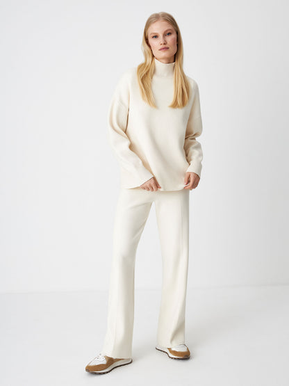 Hot selling pullover oversize women elegant knitwear solid color temperament half turtleneck sweaters