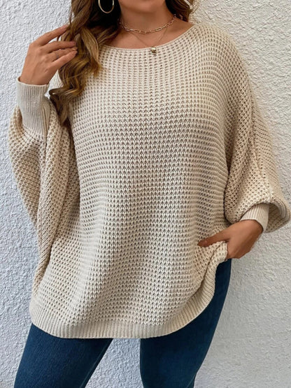 Autumn Winter Casual Pullover Plus size Jumpers Batwing Sleeve Elegant Solid Color Sweater Women