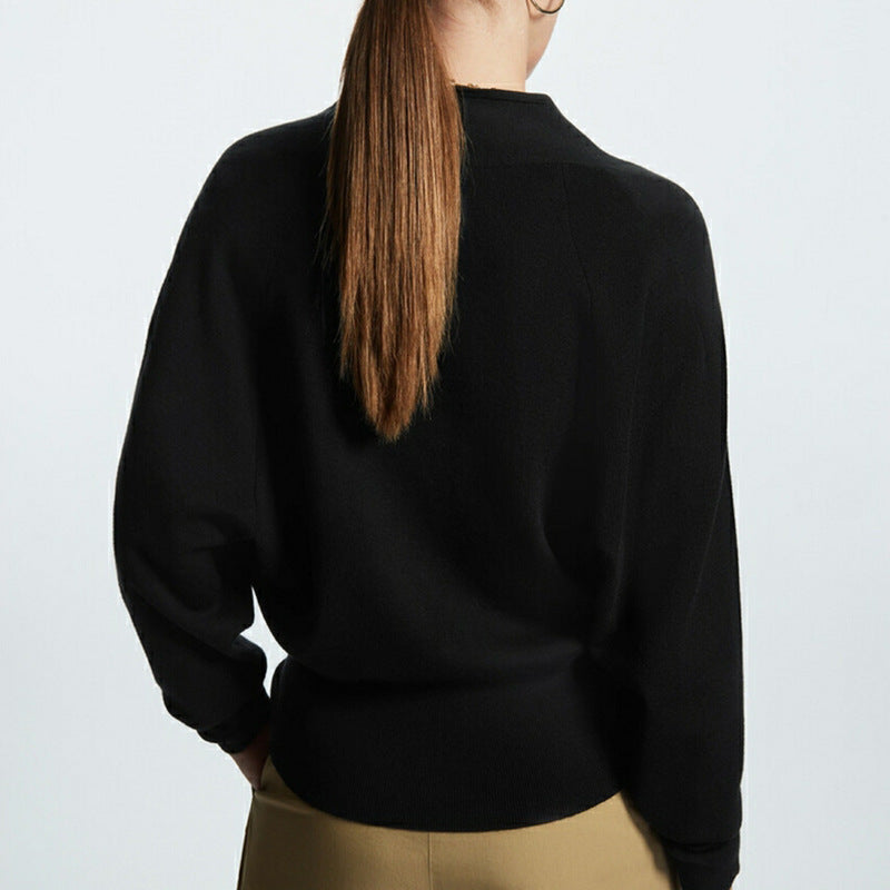 V neck single-breasted sweaters coat slim fit waist jumpers solid color elegant women cardigans