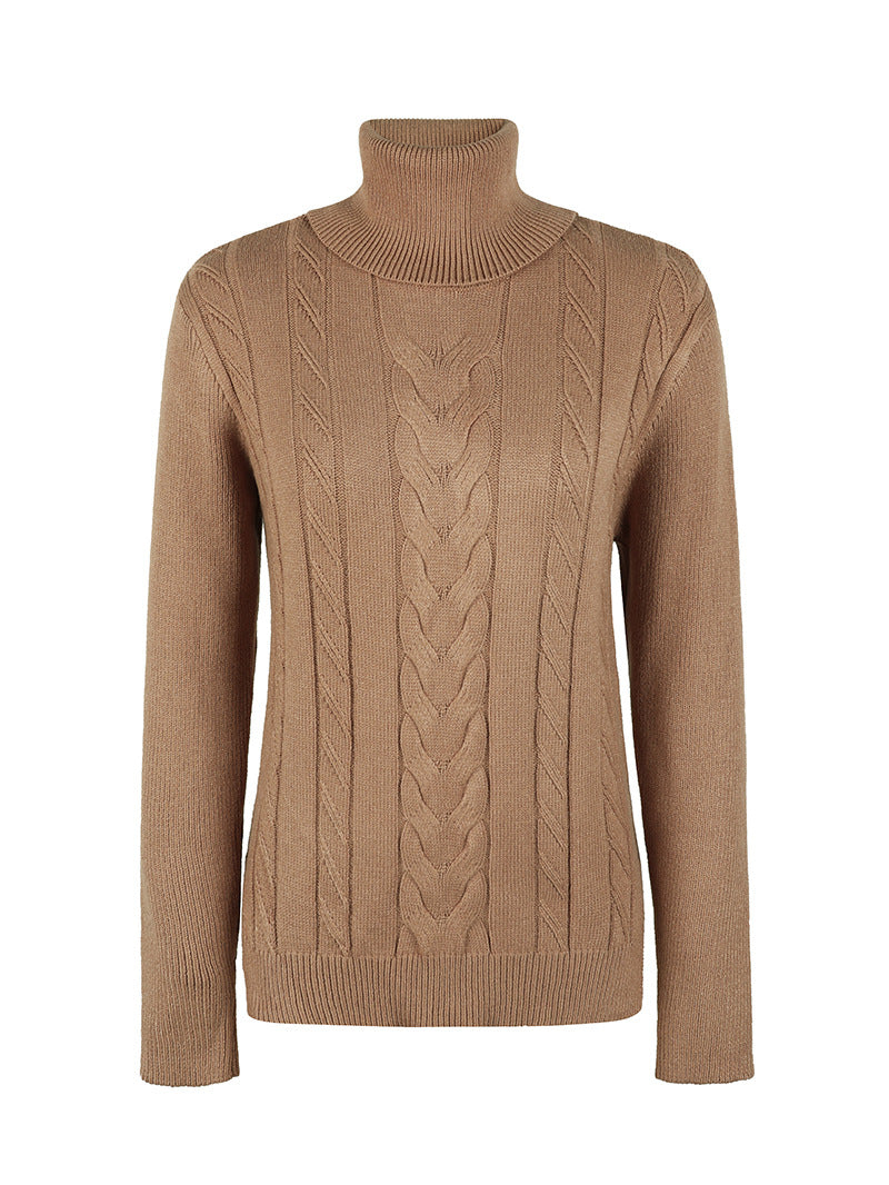 autumn winter thicken twisted knitwear solid color casual vintage turtleneck women warm sweaters