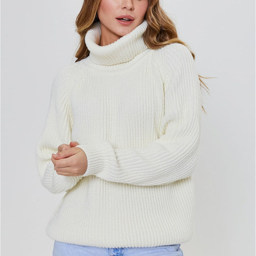 women turtleneck cozy fluffy knitwear casual long sleeve loose warm plush thicken sweaters