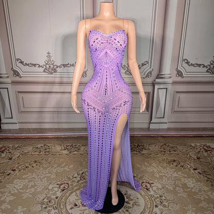 ZD Luxury Romantic Prom Gowns Women Black Purple Floor-Length Sleeveless Backless Bodycon Dress Natural Breathable Anti-Wrinkle