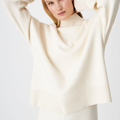 New arrivals fall winter turtleneck warm plain knitted tops design pure color loose cashmere sweater