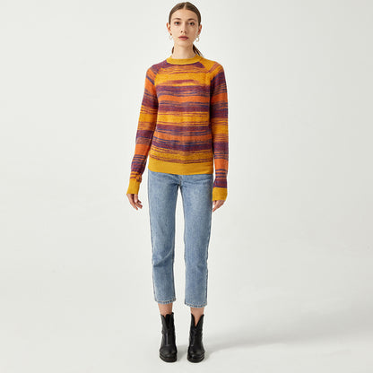 autumn winter thicken tie-dye printed crew neck knitwear long sleeve slim fit casual knit baby mohair sweaters