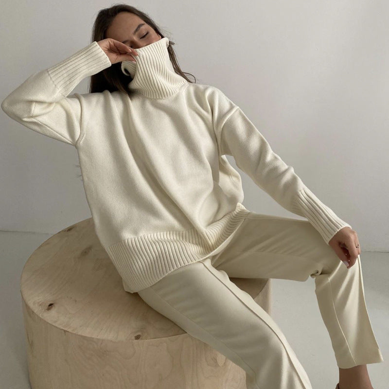 High quality Women’s fashion knitwear Oversize Long Sleeve Turtleneck Jumper Thick Warm Knitted Pullover Sweater
