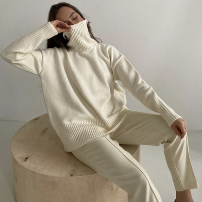 High quality Women’s fashion knitwear Oversize Long Sleeve Turtleneck Jumper Thick Warm Knitted Pullover Sweater