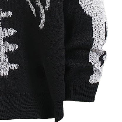 knitwear single-breasted v neck jacquard knitted sweaters oversize skull halloween cardigans women