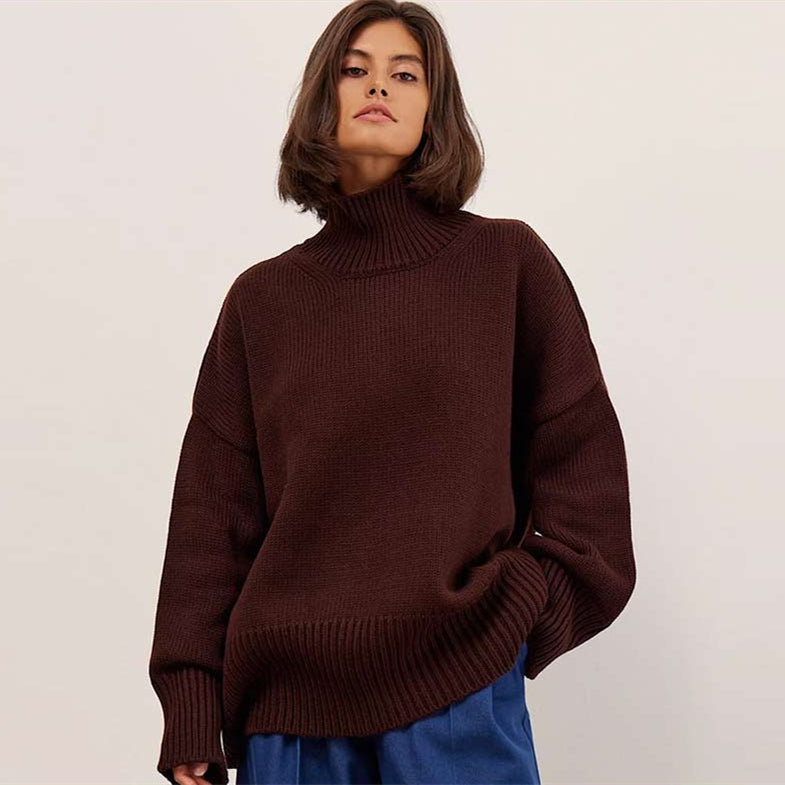 Turtleneck Knitted Solid color knitwear Long Oversize Tops Designer Women’s Sweater