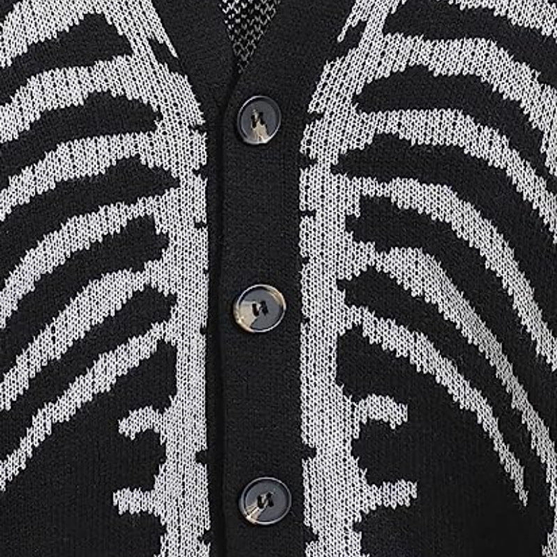 knitwear single-breasted v neck jacquard knitted sweaters oversize skull halloween cardigans women