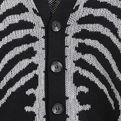 knitwear single-breasted v neck jacquard knitted sweaters oversize skull halloween cardigans women