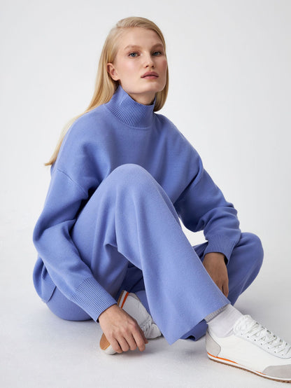 New arrivals fall winter turtleneck warm plain knitted tops design pure color loose cashmere sweater
