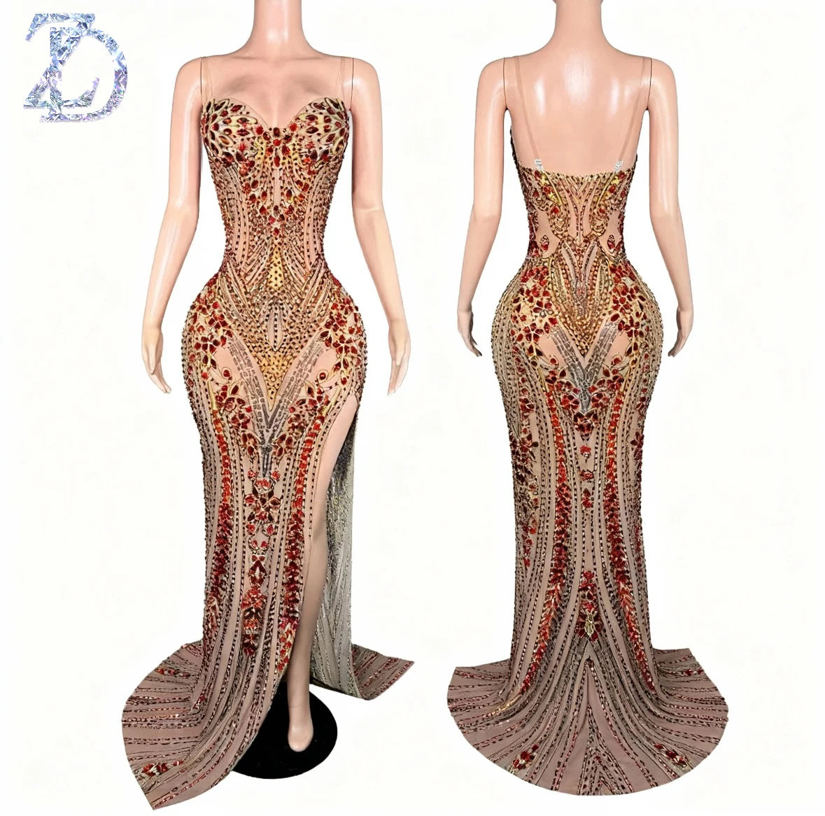 ZD Trending Products 2026 Shining Rhinestones Long Gown Evening Dress Elegant Sexy Strapless Women Graduation Dress
