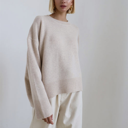 new design women loose long sleeve solid color knitwear macaron COLOR pullover o-neck casual sweaters