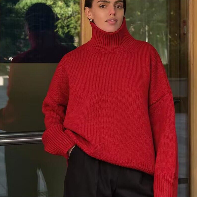 Turtleneck Knitted Solid color knitwear Long Oversize Tops Designer Women’s Sweater