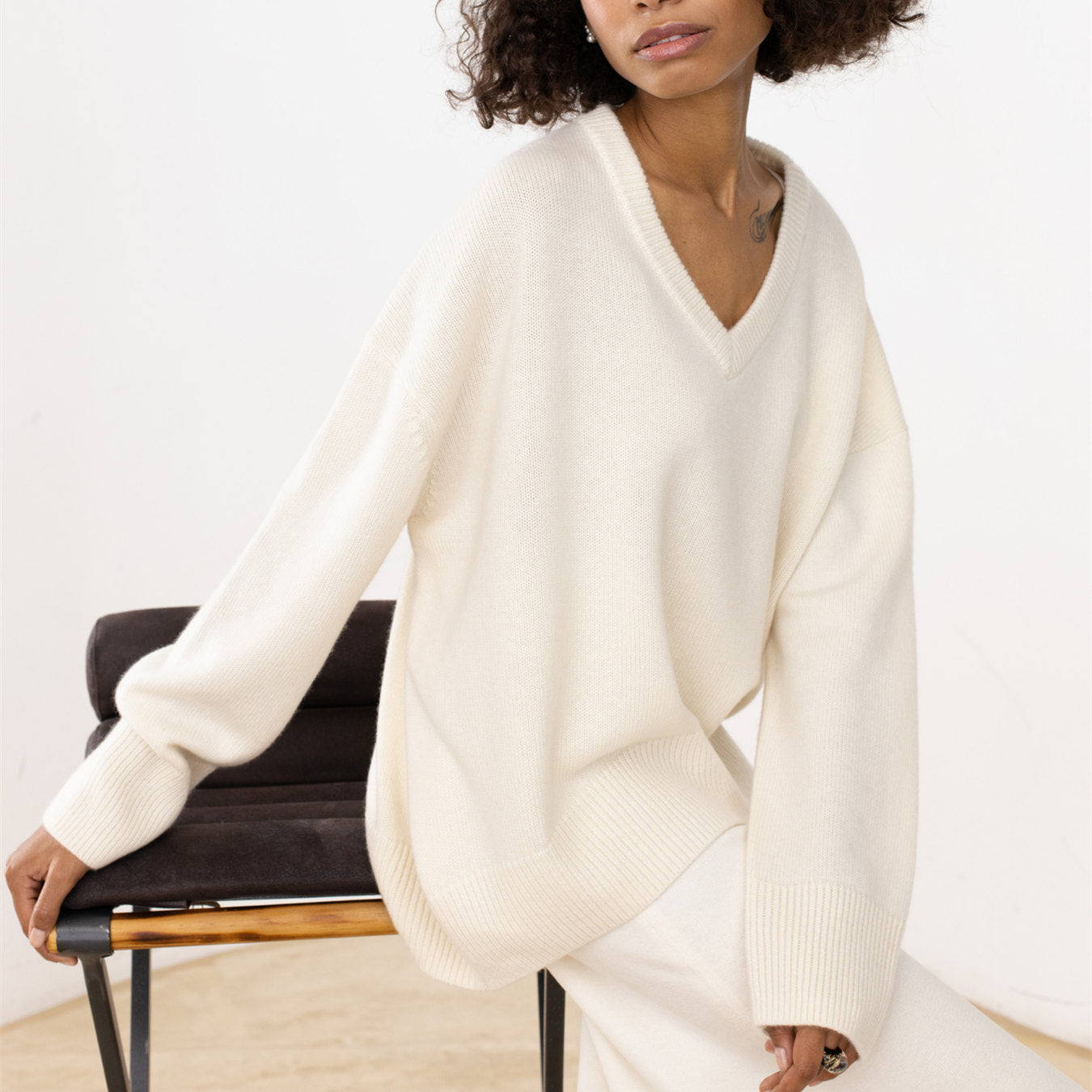 plush Knitwear warm winter long sleeve thicken pullover v neck oversize women short sweaters