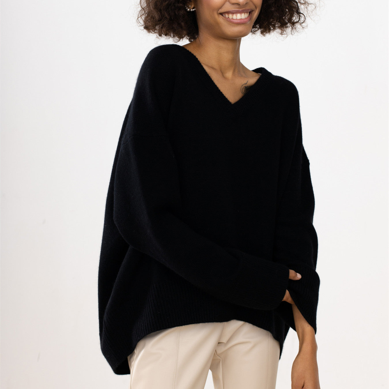 plush Knitwear warm winter long sleeve thicken pullover v neck oversize women short sweaters