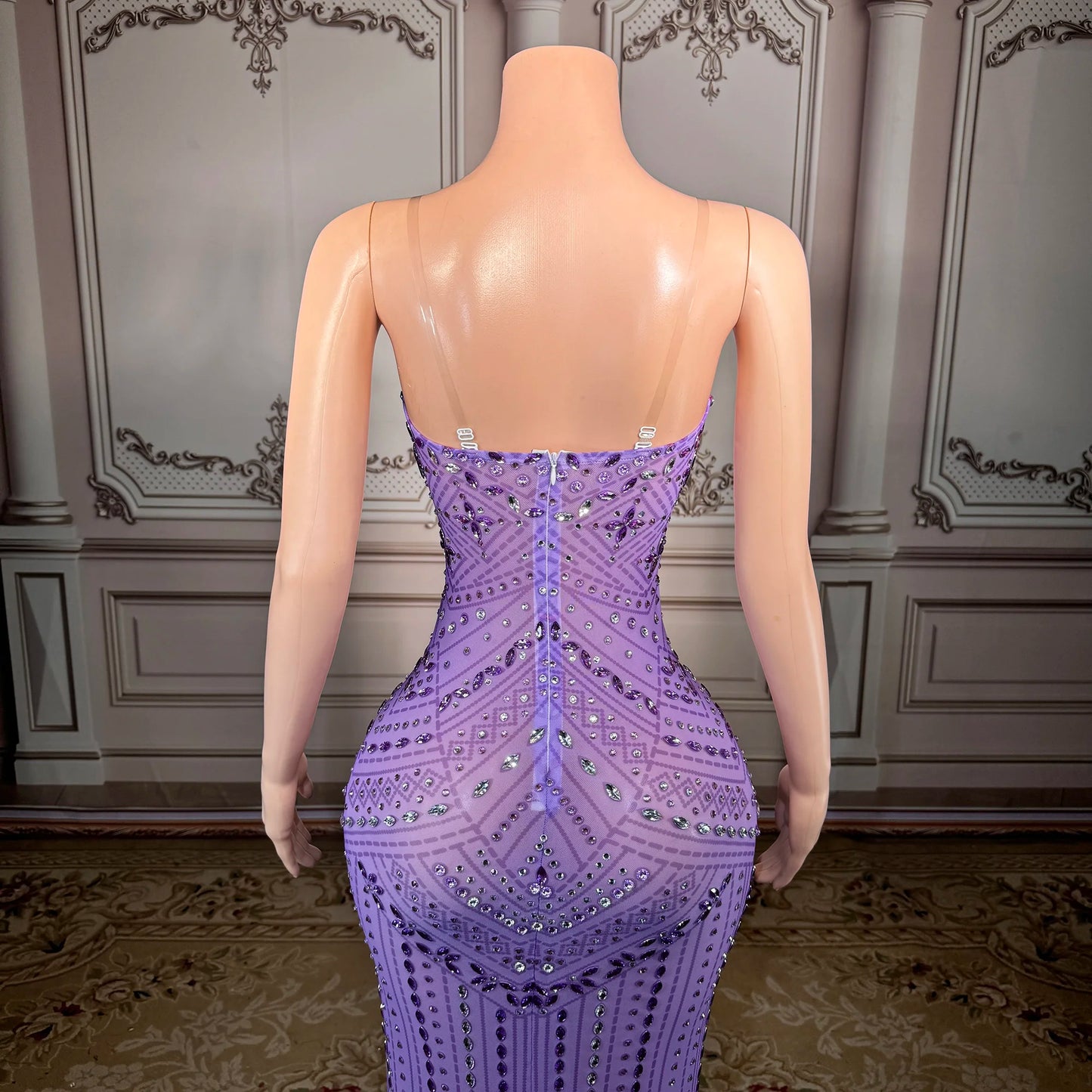 ZD Luxury Romantic Prom Gowns Women Black Purple Floor-Length Sleeveless Backless Bodycon Dress Natural Breathable Anti-Wrinkle