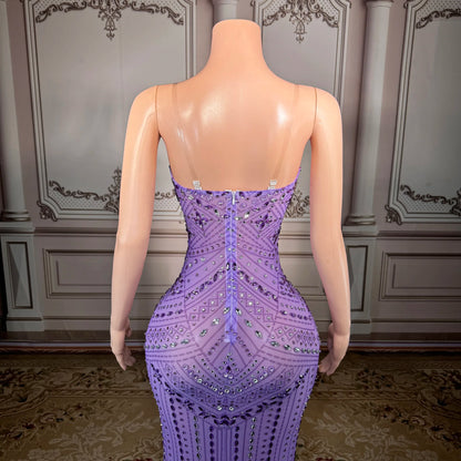 ZD Luxury Romantic Prom Gowns Women Black Purple Floor-Length Sleeveless Backless Bodycon Dress Natural Breathable Anti-Wrinkle