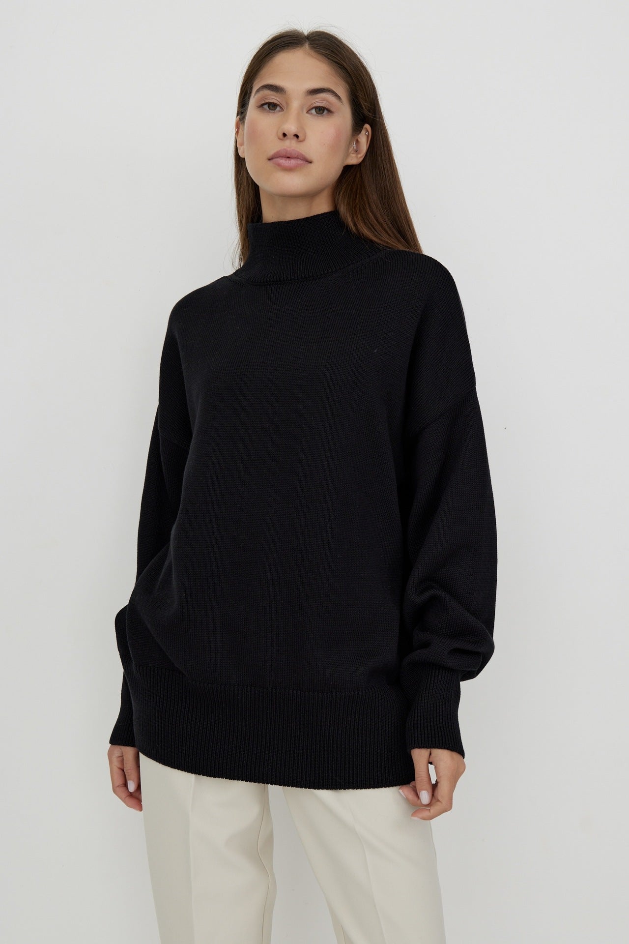 fall winter half turtleneck pure color jumpers mujer casual pullover oversize elegant women knitted sweaters