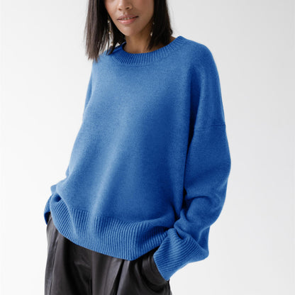 hot selling casual streetwear pure color round neck women cozy plush irregular Oversize sweaters