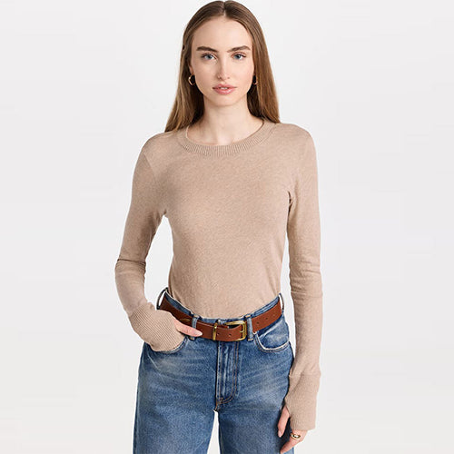 Hot sales pure color o-neck mujer sweaters pullover long sleeve slim fit women modest basic jumpers