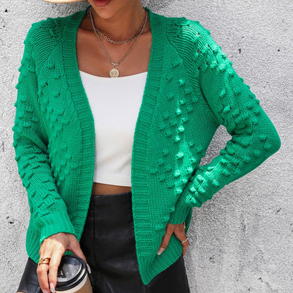 2026 Winter Fall Knit Tops Fashion Solid Color Elegant Dot Cardigan Sweater for women