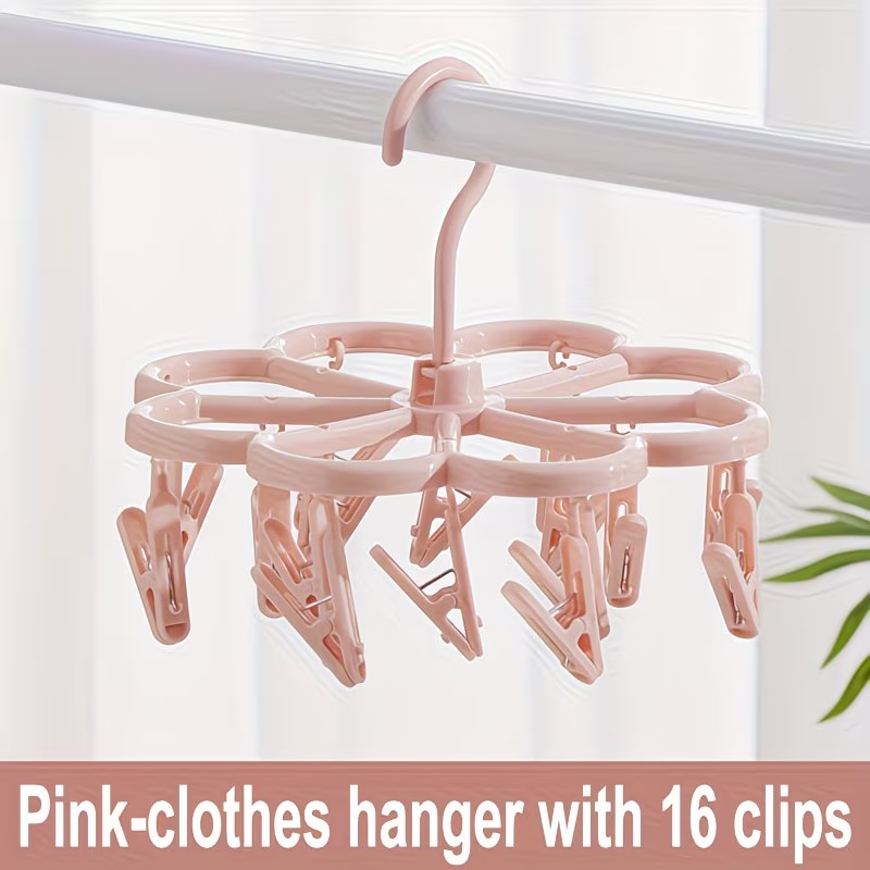 360-degree rotating stocking bra clothes rack with 16 clips
